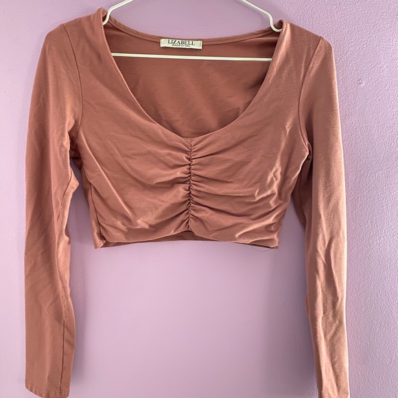 Mauve long sleeve crop top - Picture 3 of 4